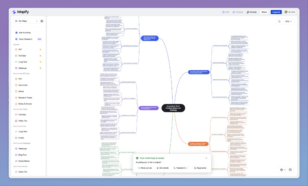 Mapify interface and features