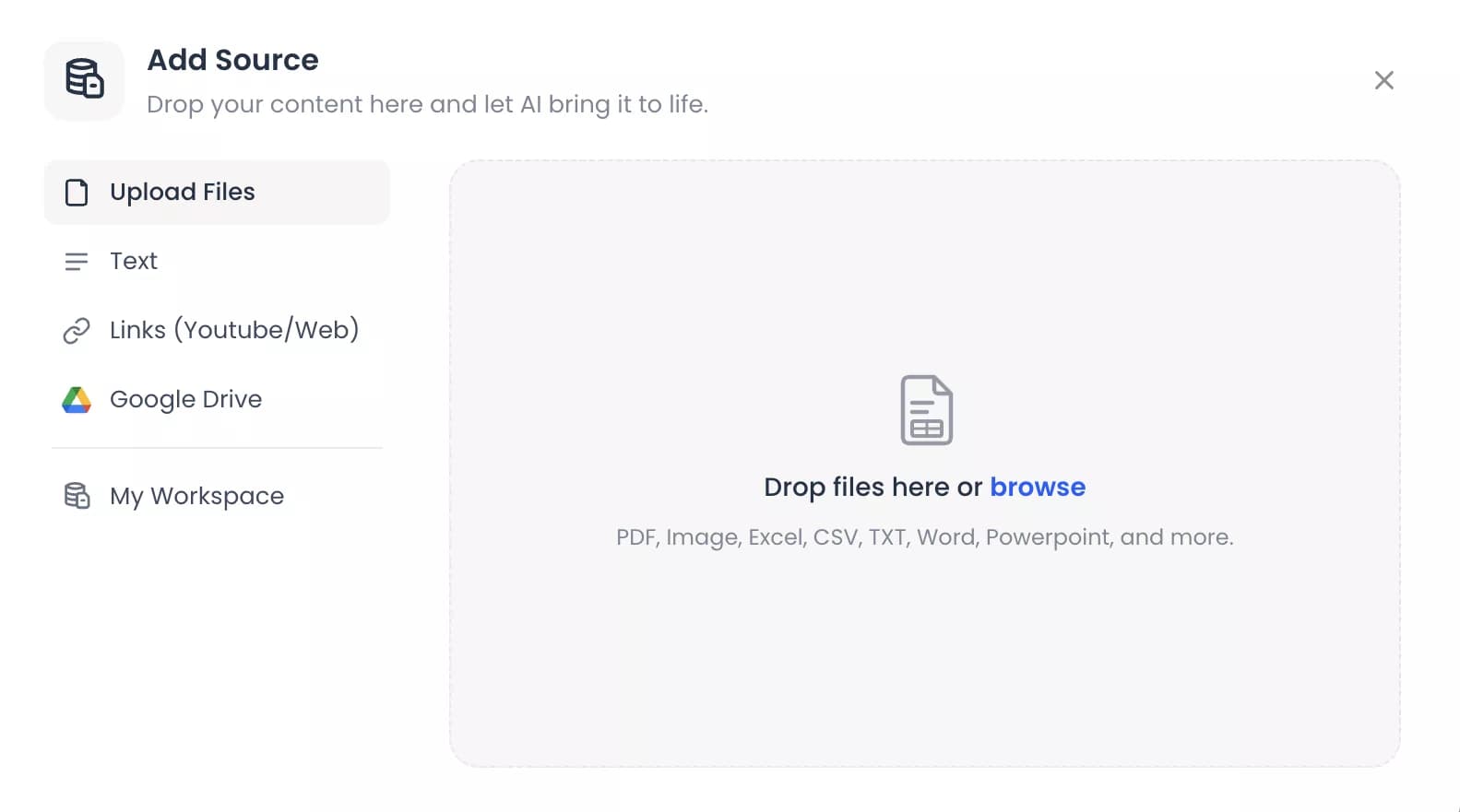 Add documents, slides, links, videos, or ideas into MyLens to create a presentation